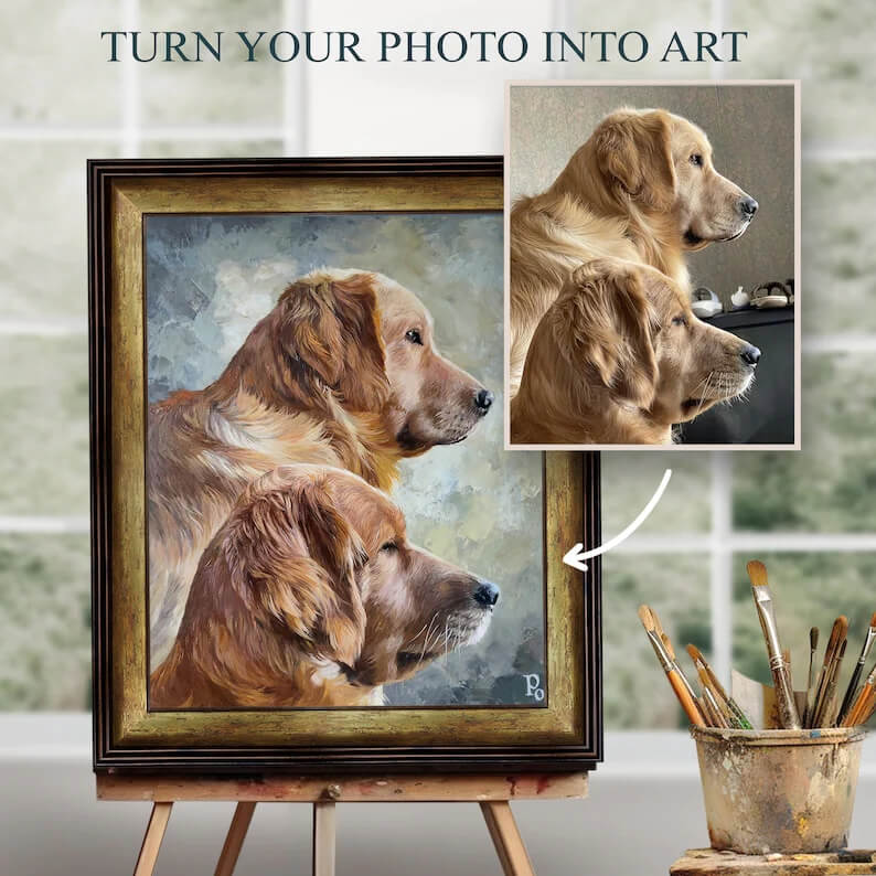 Oil painting commission, Custom oil portrait, Custom dog oil painting-Artloverhouse