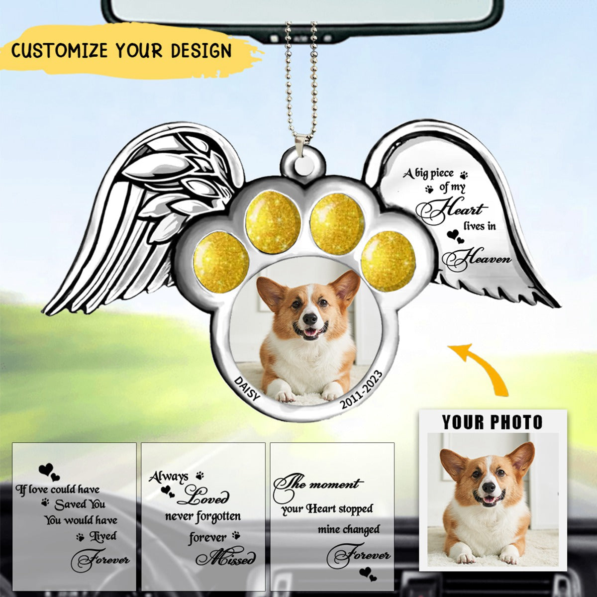 Custom Personalized Memorial Dog Wings Aluminum/ Acrylic Ornament - Memorial Gift Idea For Christmas