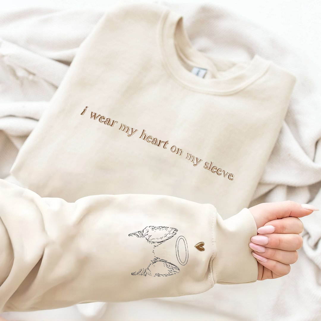 I Wear My Heart on My Sleeve - Custom Pet Portrait Sweatshirt/T-shirt for Pet Lovers, Pet Memorial