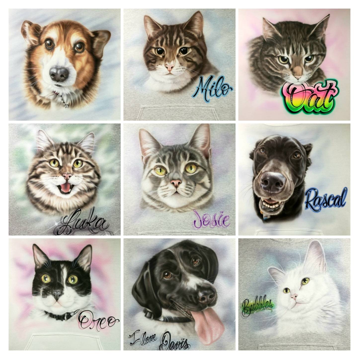 Pet Portrait Custom Airbrush Tee, Sweatshirt, or Hoodie – Hand-Painted and Photo-Realistic from Your Image