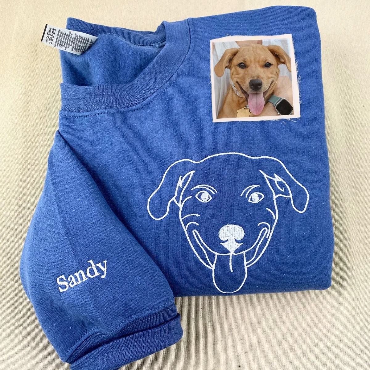 Custom Pet Portrait Embroidered Hoodie Using Pet Photo