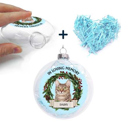 Custom Photo Lovely Dogs Cats Forever In My Heart, Personalized Clear Flat Ball Ornament