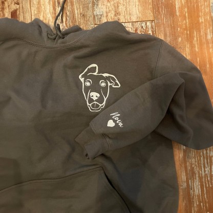 Custom Dog Embroidered Hoodie, Outline Pet Portrait Embroidered Hoodie Sweatshirt-Artloverhouse