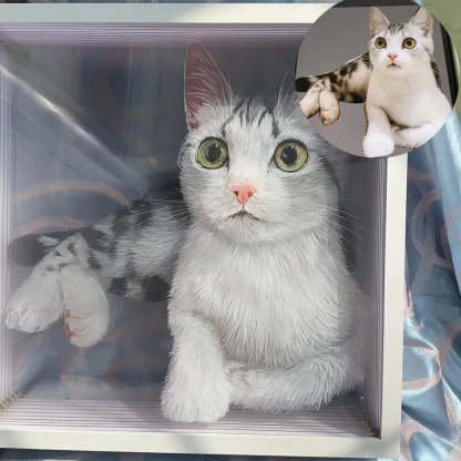 Custom 3D Glass Painting Pet Painting Cat/Dog Portrait Art-Artloverhouse