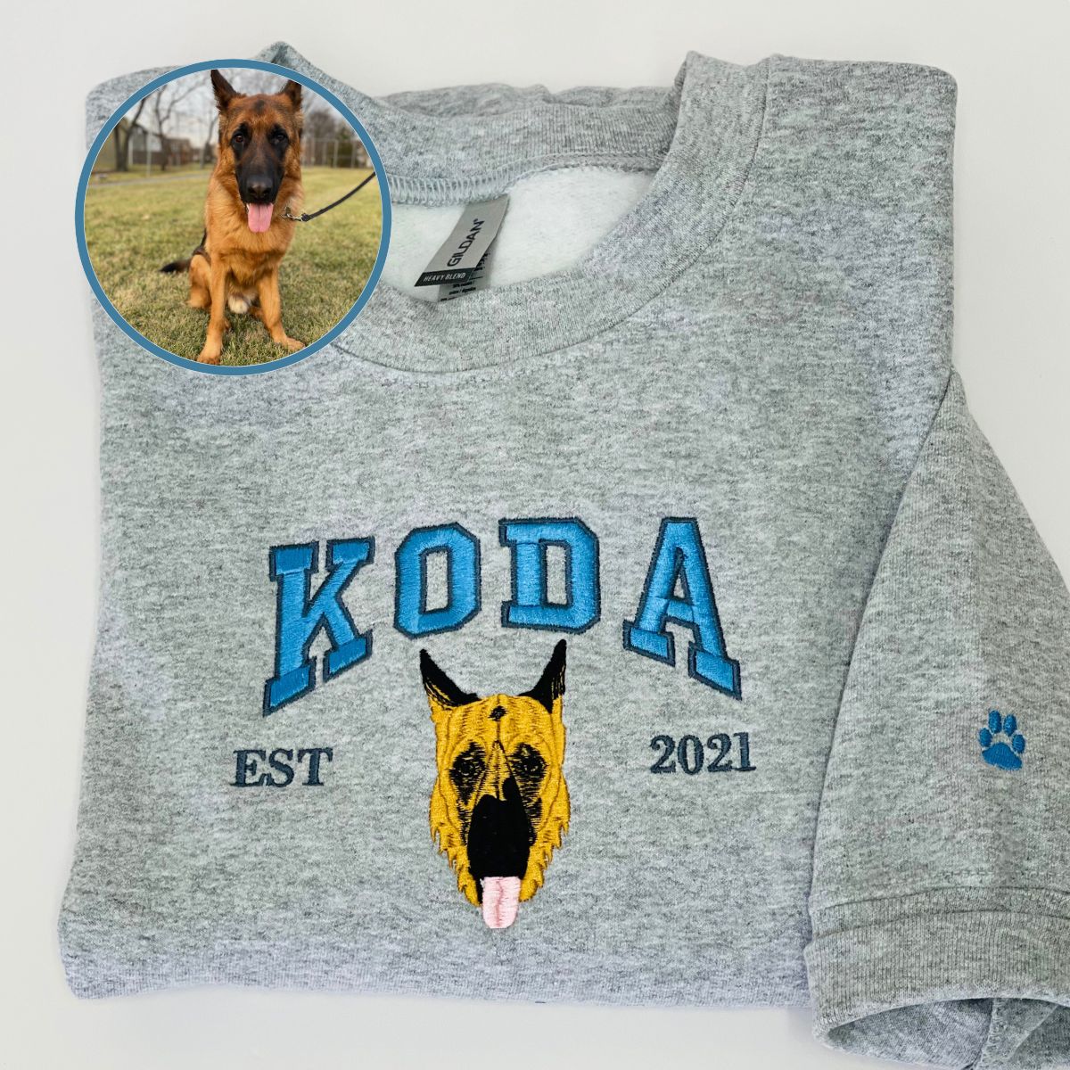 Custom Embroidered Sweatshirt With Pet Portrait