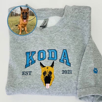 Custom Embroidered Sweatshirt With Pet Portrait