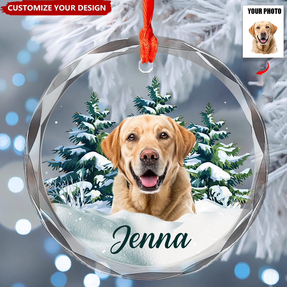 Personalized Photo Dog Glass Ornament For Christmas – Artloverhouse