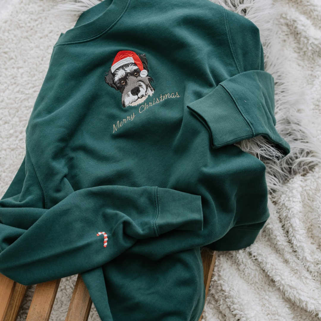 Embroidered Pet Portrait Christmas Jumper Sweatshirt