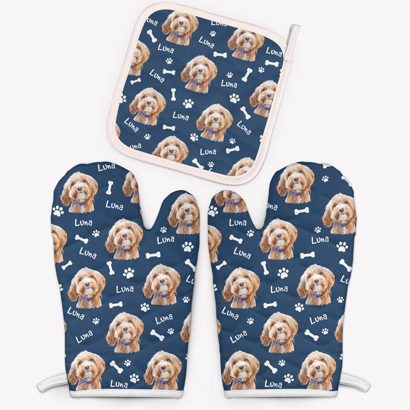 Dog Pattern Oven Mitt, Personalized Oven Mitt, Gifts For Dog Lovers, Birthday Gift, Custom Photo