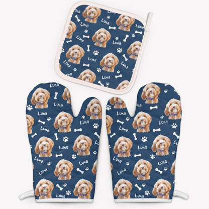 Dog Pattern Oven Mitt, Personalized Oven Mitt, Gifts For Dog Lovers, Birthday Gift, Custom Photo