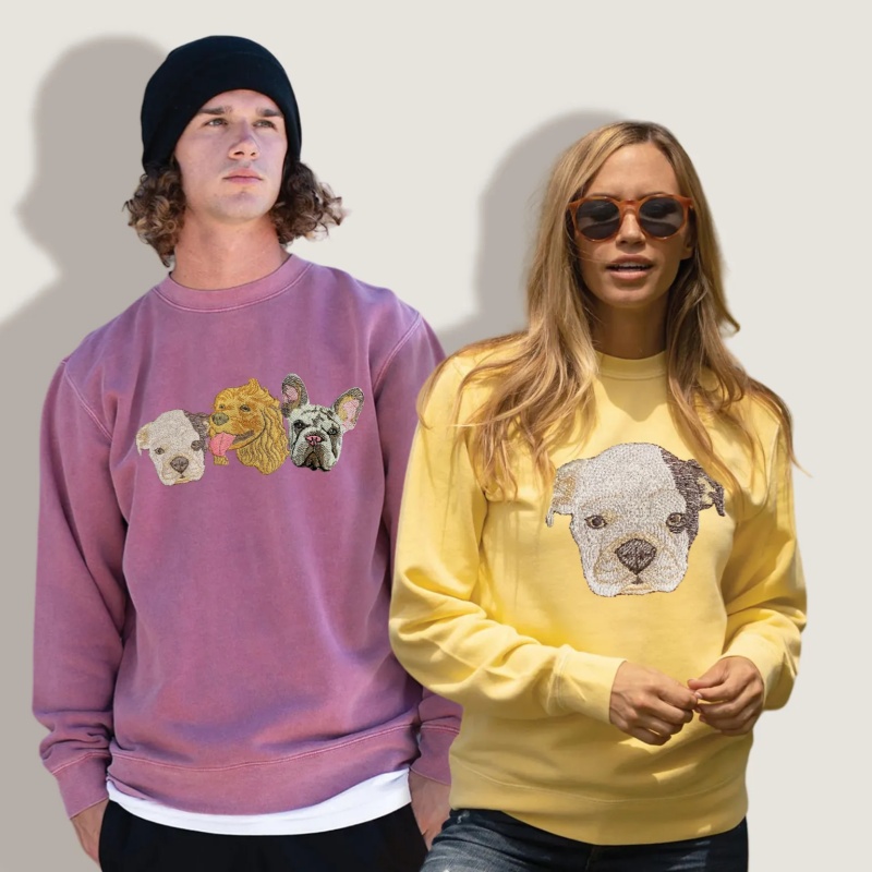 Personalized Pet Portrait Embroidered Sweatshirt Hoodie T-shirt 