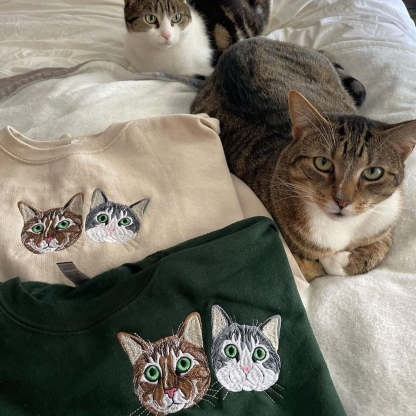 Custom Pet Portrait Embroidered Hoodie Using Pet Photo