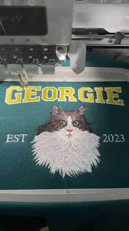 Personalized Sweatshirt with "GEORGIE" Pet Portrait Embroidery