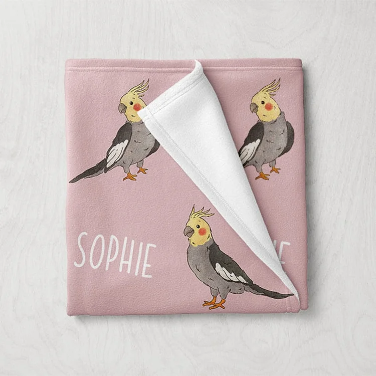 Custom Name Bird Blanket, Personalized Parrot Blanket, Animal Themed Gifts