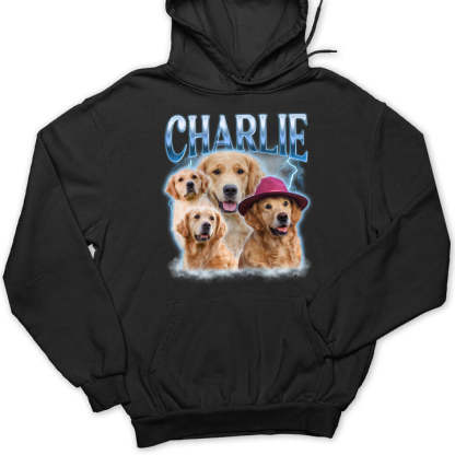 Custom Pet Face Printing Vintage Hip Hop T-shirt Sweatshirt Hoodie-Artloverhouse