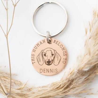 This Human Belongs To, Personalized Pet Keyring-Artloverhouse