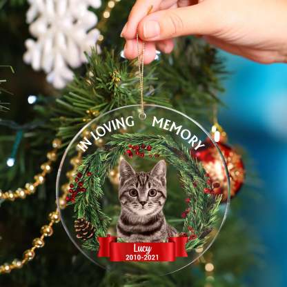 Custom Photo In Loving Memory - Christmas, Memorial Gift, Personalized Circle Acrylic Ornament
