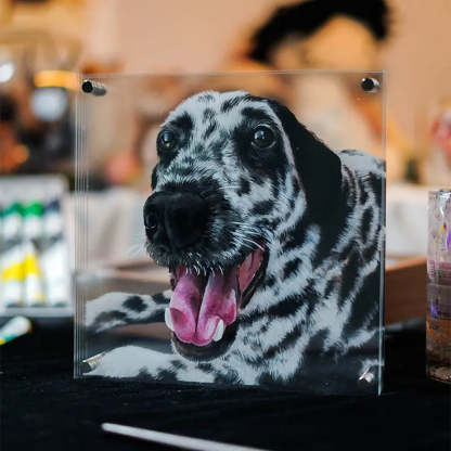 Custom 3D Glass Painting Pet Painting Cat/Dog Portrait Art-Artloverhouse