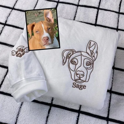 🐶🐱Custom Pet Portrait Embroidered Hoodie