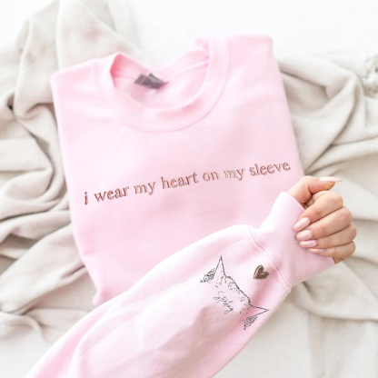 I Wear My Heart on My Sleeve - Custom Pet Portrait Sweatshirt/T-shirt for Pet Lovers, Pet Memorial