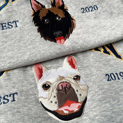 Custom Embroidered Hoodie/Sweatshirt With Pet Portrait