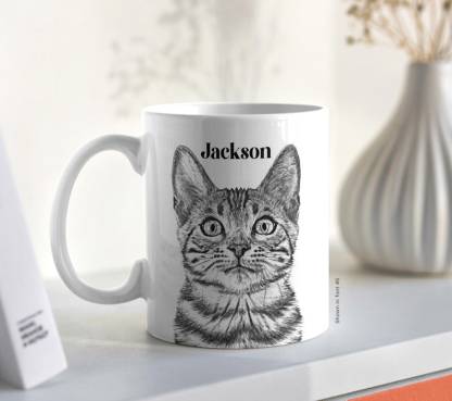 Pet Portrait Custom Sketch Mug from Photo, Personalized Birthday Gift for Cat Dog Mom Dad Owner, In Memory of Dog Loss, Pet Illustration Mug-Artloverhouse