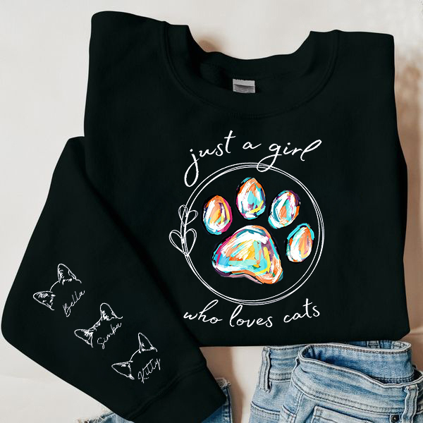 Just A Girl Who Loves Dogs - Dog Personalized Custom Unisex Sweatshirt With Design On Sleeve - Gift For Pet Owners, Pet Lovers