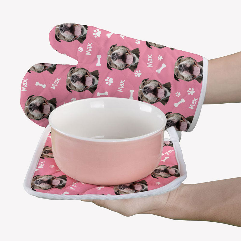 Dog Pattern Oven Mitt, Personalized Oven Mitt, Gifts For Dog Lovers, Birthday Gift, Custom Photo
