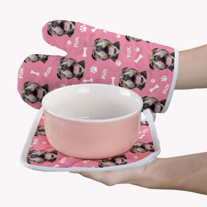 Dog Pattern Oven Mitt, Personalized Oven Mitt, Gifts For Dog Lovers, Birthday Gift, Custom Photo