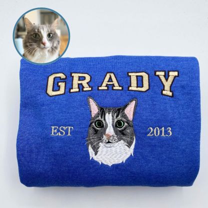 Custom Embroidered Sweatshirt With Pet Portrait