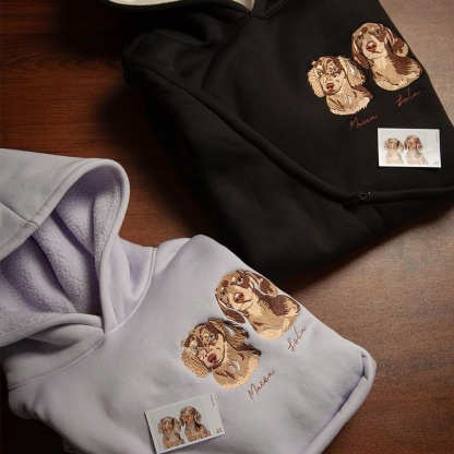Custom Pet Color Embroidered Sweatshirt T-Shirt - Multiple Pet Portraits Available