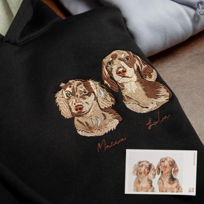Custom Pet Color Embroidered Sweatshirt T-Shirt - Multiple Pet Portraits Available
