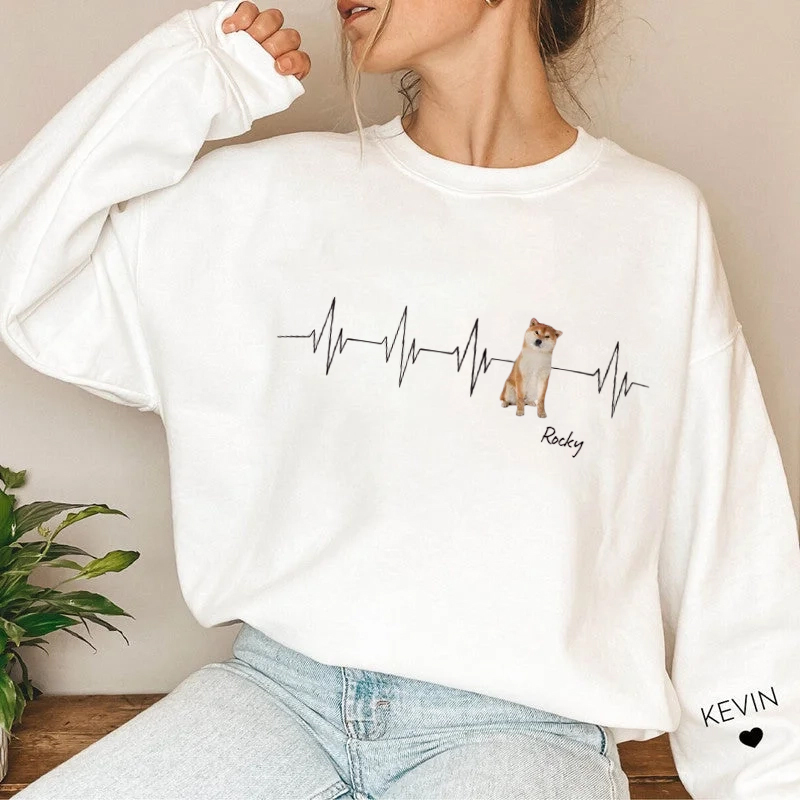 Feel the Love, Wear the Beat – Custom Pet Heartbeat Line T-Shirt, Sweatshirt, and Hoodie