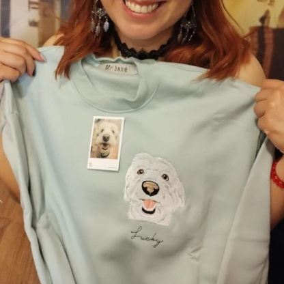 Custom Pet Color Embroidered Sweatshirt T-Shirt - Multiple Pet Portraits Available