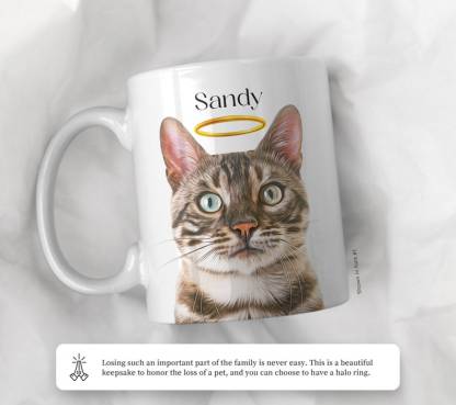 Custom Pet Portraits Mug with Name, Personalized Pet Faces Coffee Mug, In Memory of Pet Loss