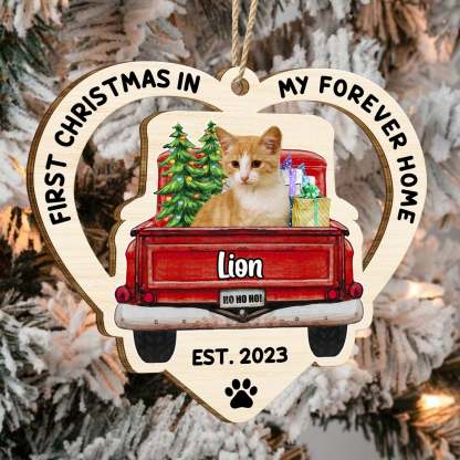 Custom Photo In My Forever Home, Personalized Wooden Cutout Ornament