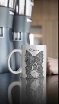 Pet Portrait Custom Sketch Mug from Photo, Personalized Birthday Gift for Cat Dog Mom Dad Owner, In Memory of Dog Loss, Pet Illustration Mug-Artloverhouse