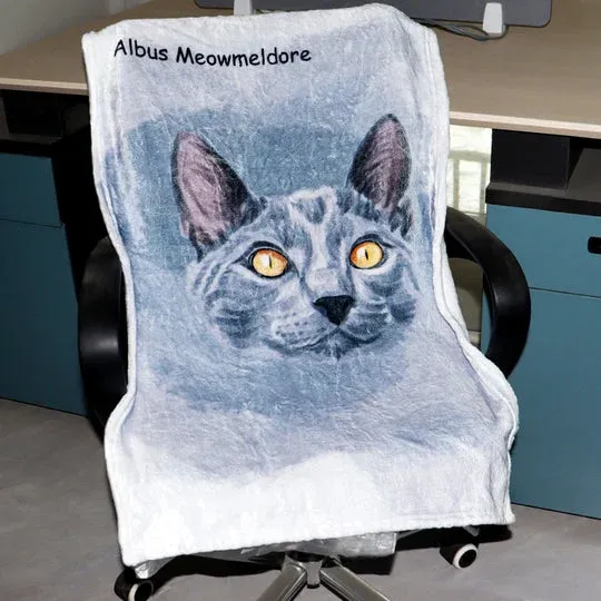Personalized Pet Blanket with Photo from Hand Drawn Pastel Pet Art Portrait Pet Memorial Blanket