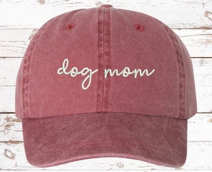 Dog Mom Script Embroider Dad Hat Cotton Baseball Cap, Gift For Dog Mom, Gift For Her
