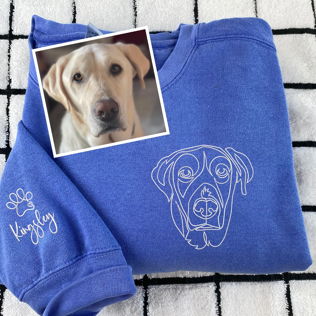 🐶🐱Custom Pet Portrait Embroidered Hoodie