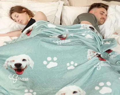 Personalized Dog Blanket with Name Custom Pet Photo Blanket