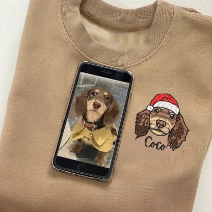 Custom Pet Portrait Shirt, Personalized Embroidered Pet and Name Hoodie Sweatshirt