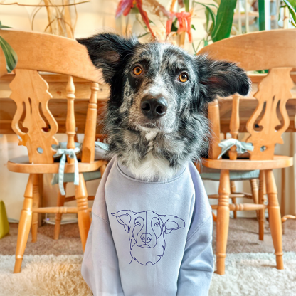 Custom Pet Outline Embroidered Portrait Sweatshirt T-Shirt