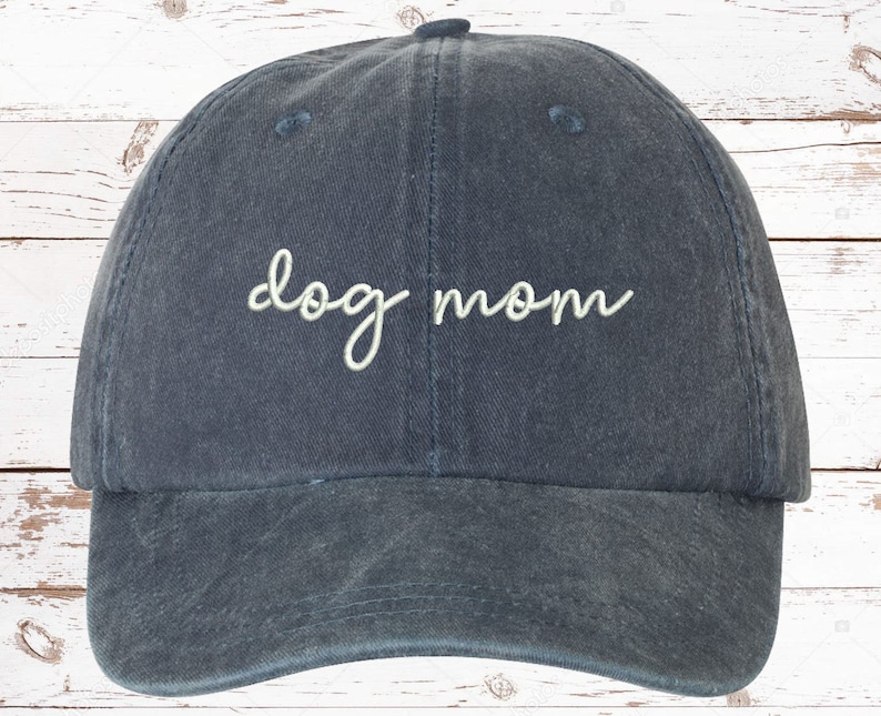 Dog Mom Script Embroider Dad Hat Cotton Baseball Cap, Gift For Dog Mom, Gift For Her