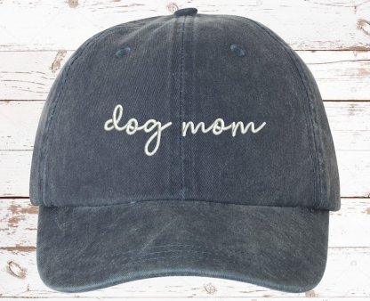 Dog Mom Script Embroider Dad Hat Cotton Baseball Cap, Gift For Dog Mom, Gift For Her
