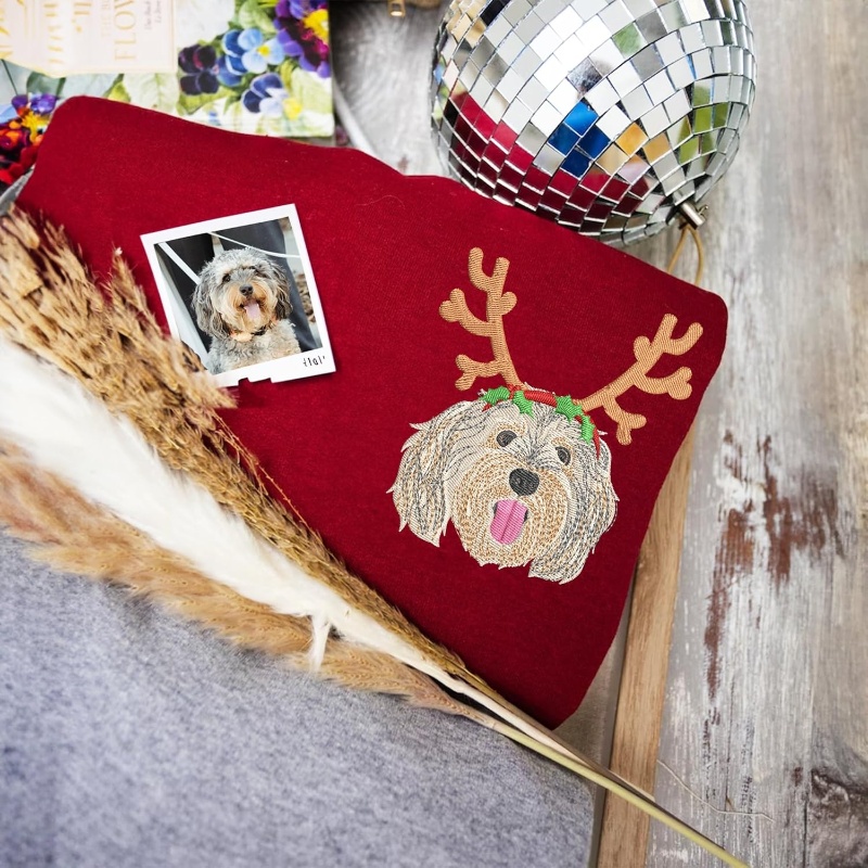 Custom Embroidered Sweatshirt Christmas Pet