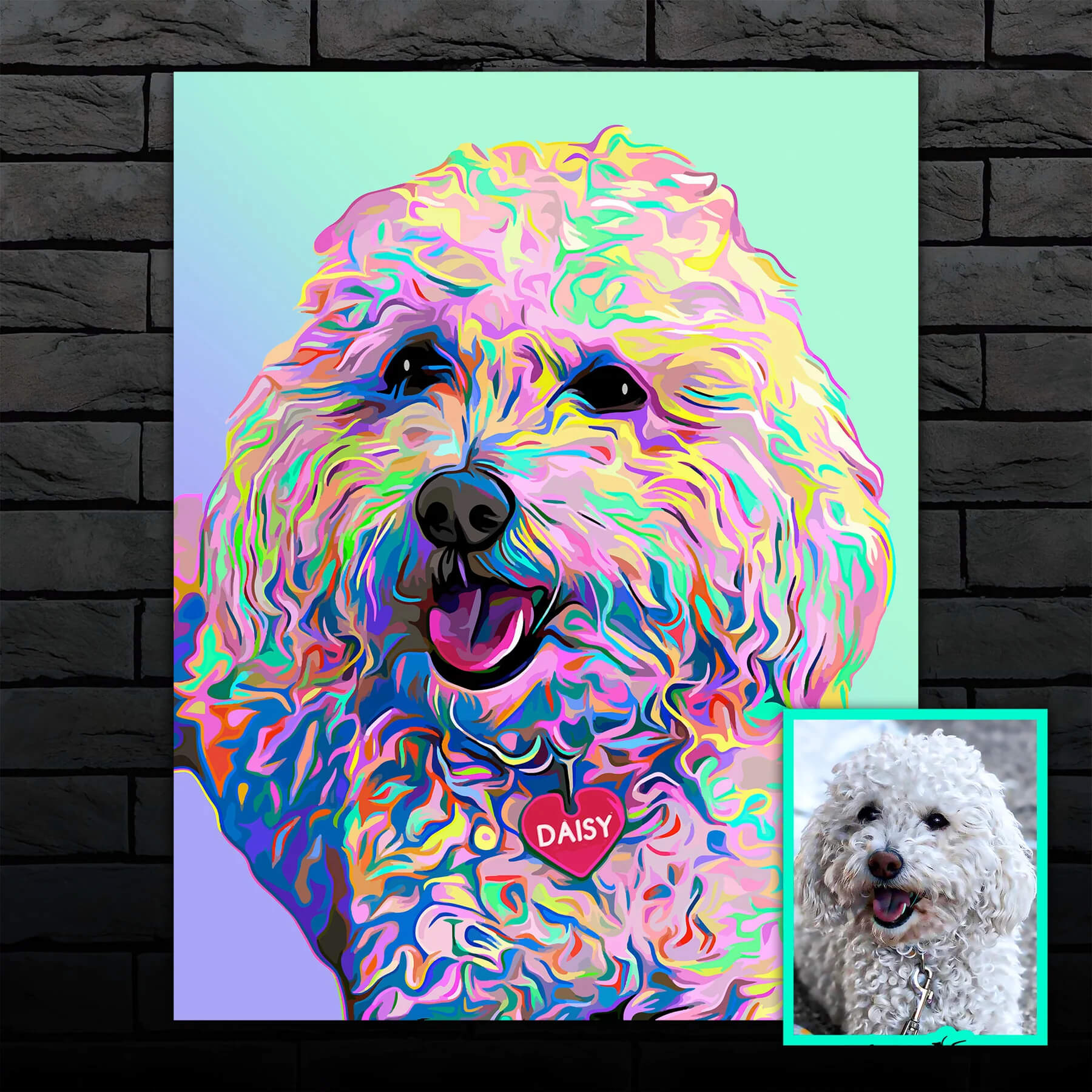 Custom Pet Portrait, Custom order Pet Pop Art, Pop Art, Dog Lover Gift, Pet Portrait, Custom Embroidery, Aura Art, Mood Art, Hand Stitched, OOAK