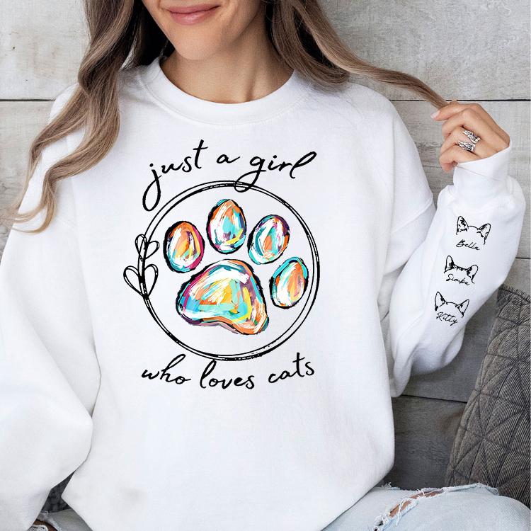Just A Girl Who Loves Dogs - Dog Personalized Custom Unisex Sweatshirt With Design On Sleeve - Gift For Pet Owners, Pet Lovers