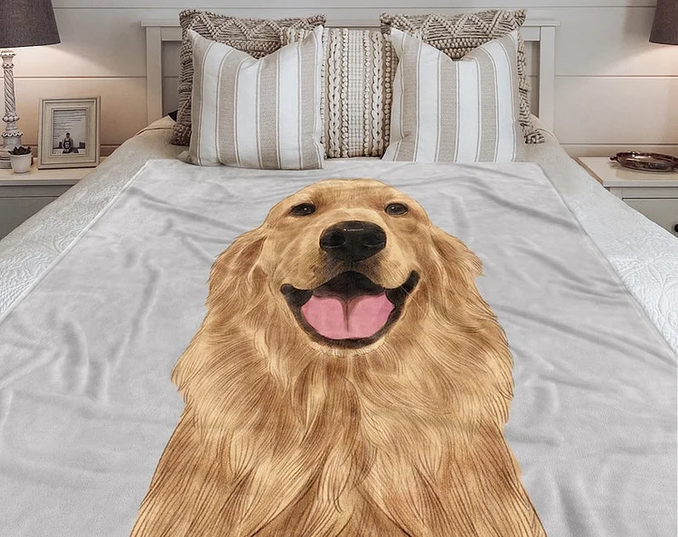 Christmas Pet Portrait Blanket Custom Dog Portrait Painting Pet Blanket