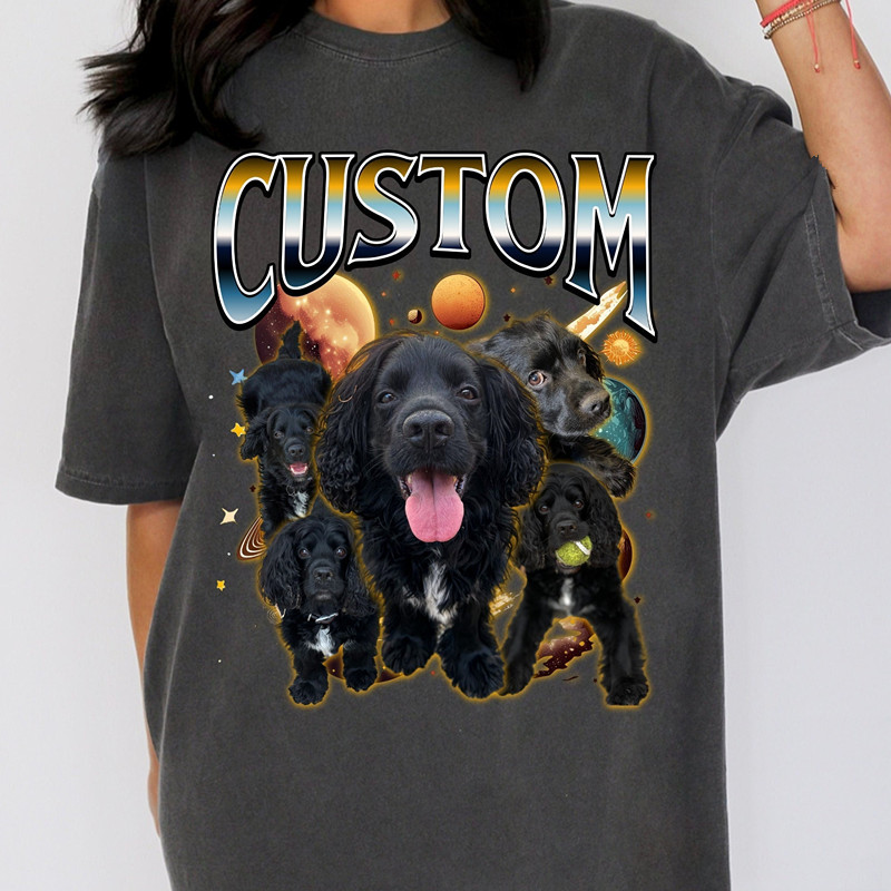Custom Comfort Colors Dog T-Shirt, Retro Dog Shirt, Personalized Pet Photo Print Shirt, 90s shirt-Artloverhouse
